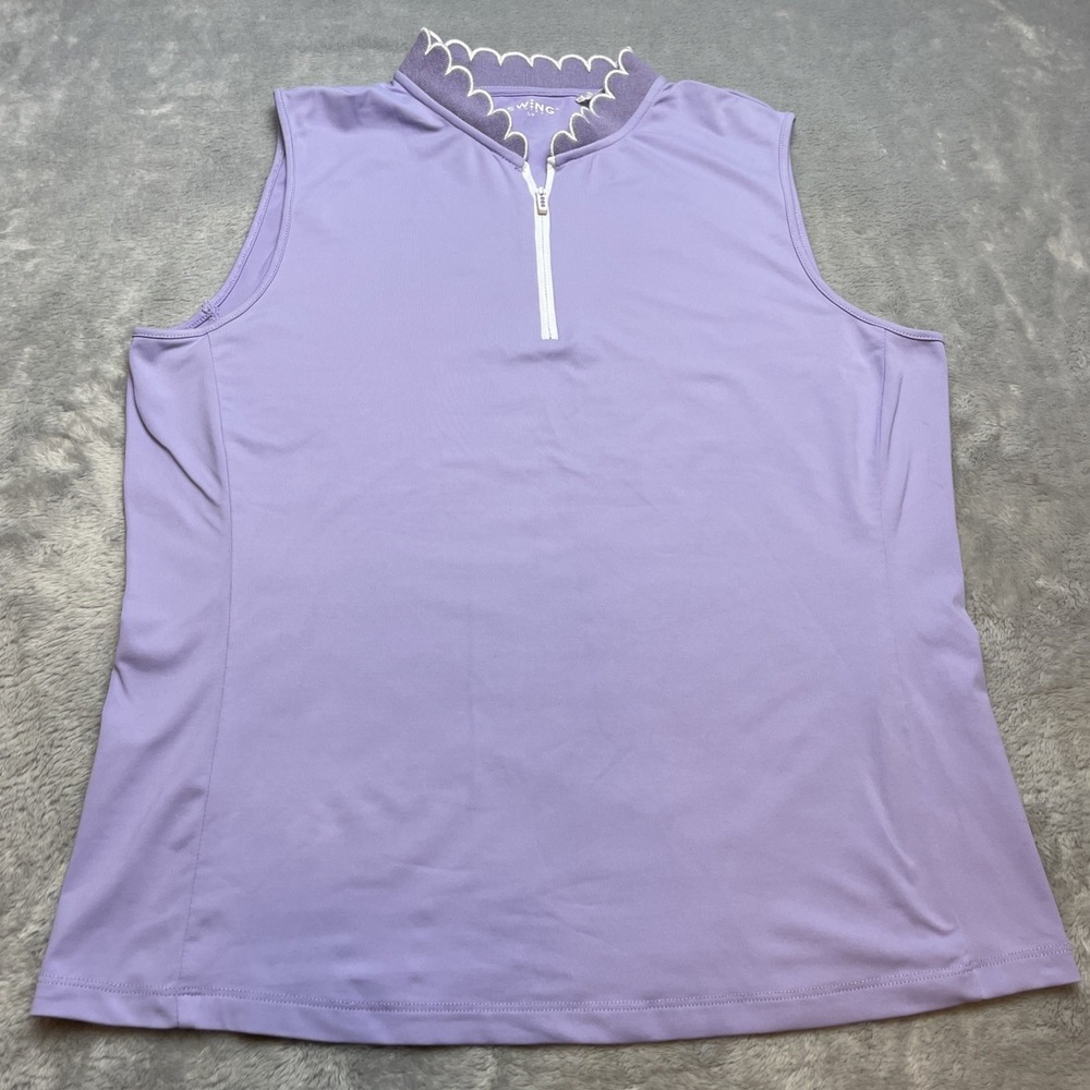 Swing Control Womens Golf Polo Shirt Top Size S Purple 1/4 Zip Sleeveless Tennis